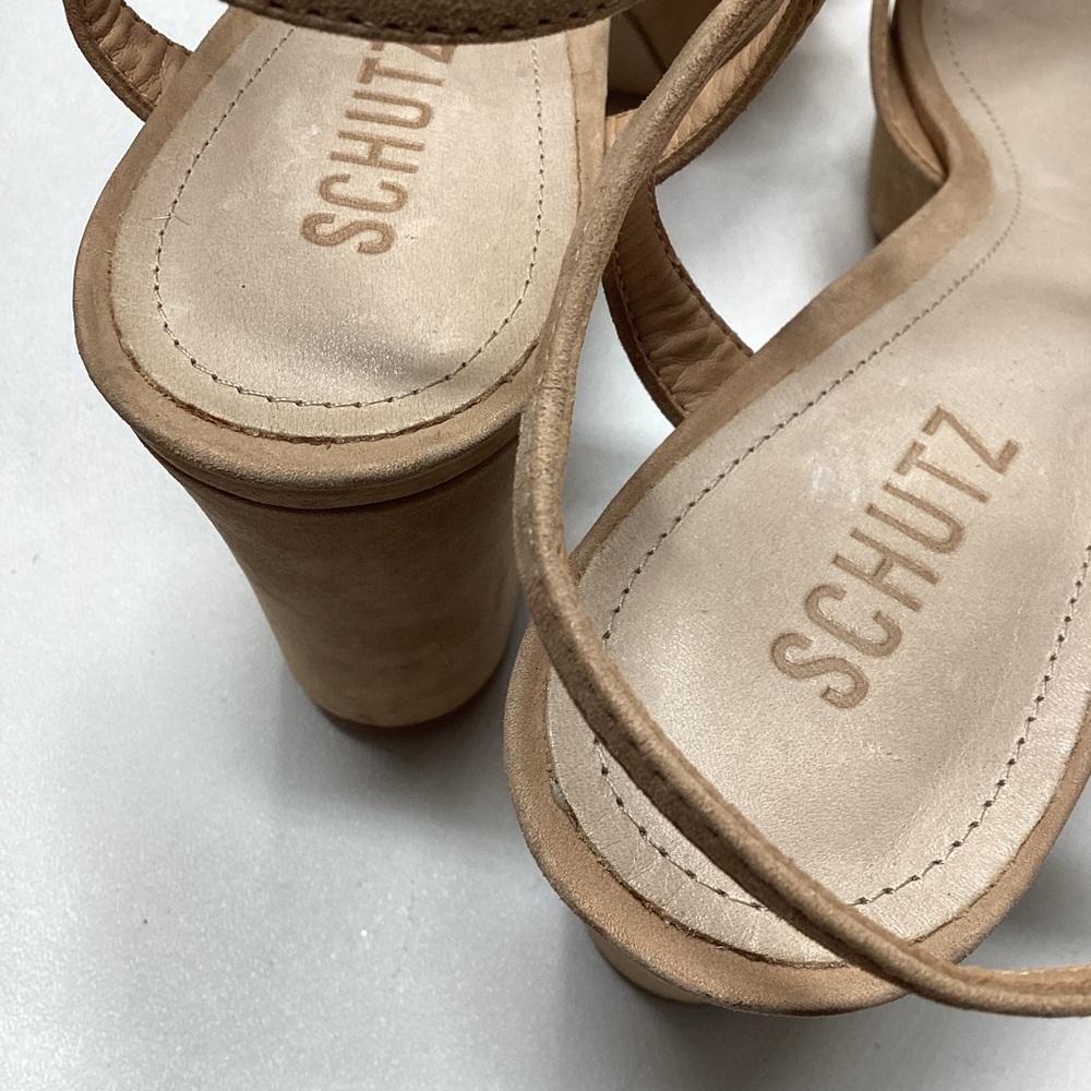 Schutz Keefa Nubuck Platform Ankle Strap Block Heel Sandals Size 11 - Picture 11 of 16